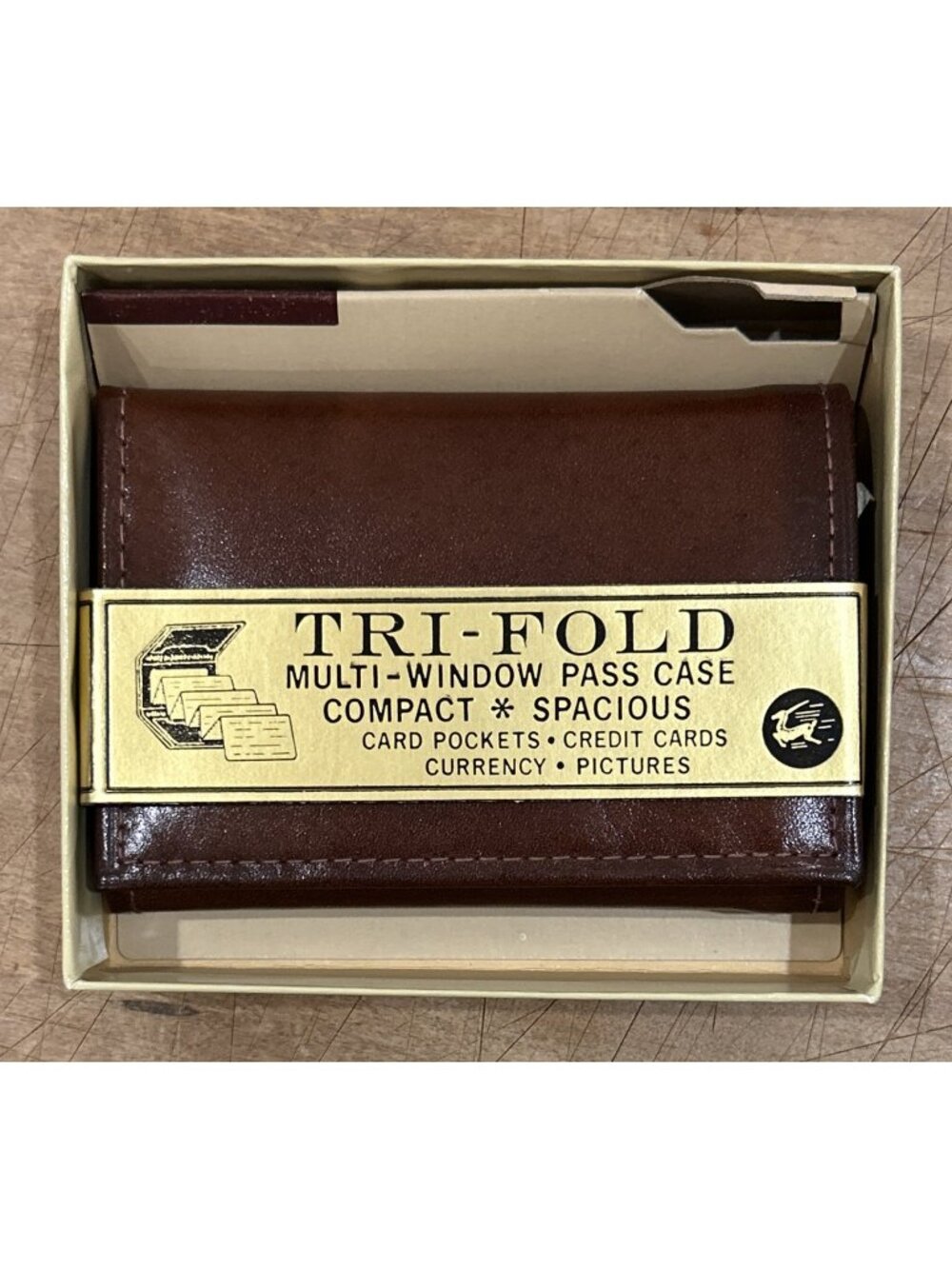 Di Lido Vintage Mens Wallet Brown Leather Tri Fold Top Grain USA Card ID Holder